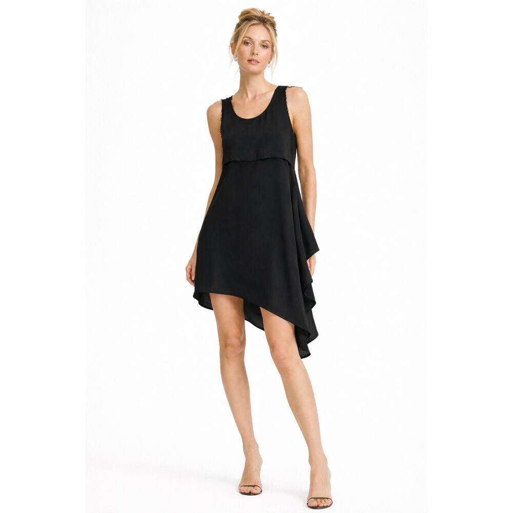 ACNE STUDIOS Women's Mabel Asymmetric Hem Ruffle Sleeveless Dress Black Size 40